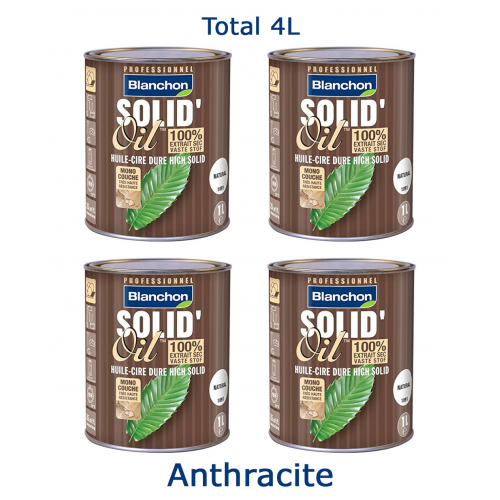 Blanchon SOLID'OIL 4 ltr (four 1 ltr cans) ANTHRACITE 04402885 (BL)